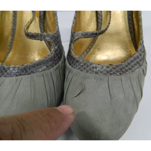 Christian Dior Gray Snakeskin & Suede Stiletto Heels Gold Heel & Snake Size 38 - Picture 6 of 16